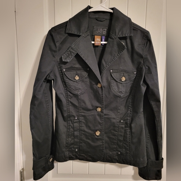 Sonoma Vintage Black Fitted Light Denim/Knit Jacket Size Small - Picture 1 of 3
